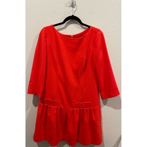 ELIZA J Red 3/4 Sleeve Zipper Back Mini Dress - Picture 1 of 3